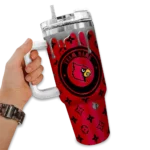 personalized louisville cardinals bullseye drips red curved tumbler best selling.webp