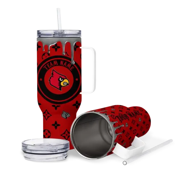 personalized louisville cardinals bullseye drips red curved tumbler high quality.webp