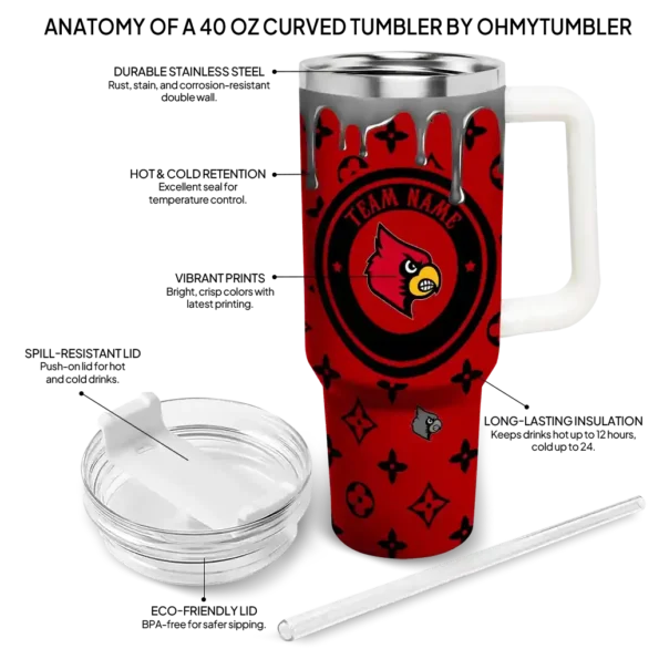 personalized louisville cardinals bullseye drips red curved tumbler new arrival.webp