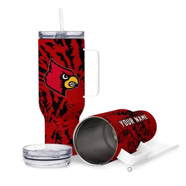 personalized louisville cardinals burst swirl red curved tumbler high quality.webp