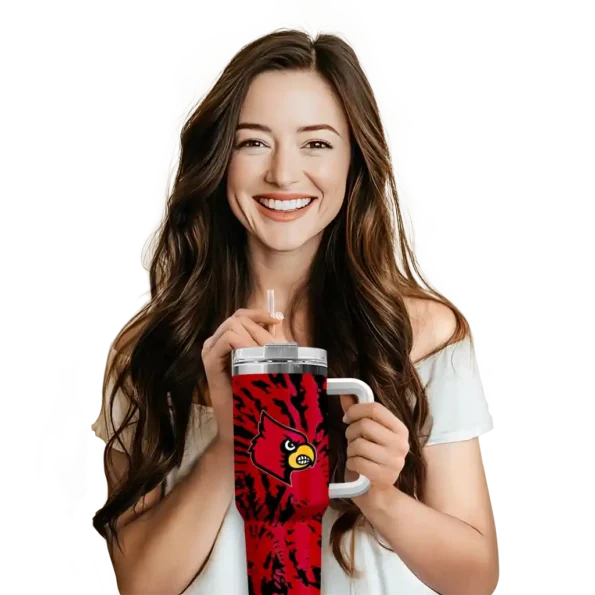 personalized louisville cardinals burst swirl red curved tumbler premium grade.webp