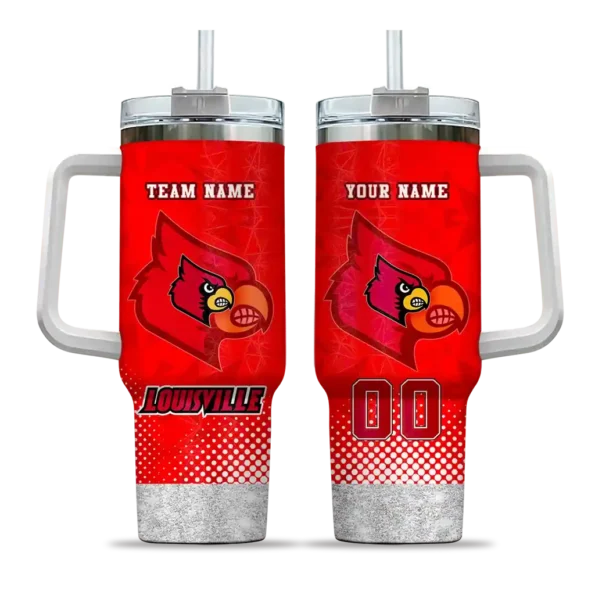 personalized louisville cardinals geometric prism red curved tumbler best selling.webp