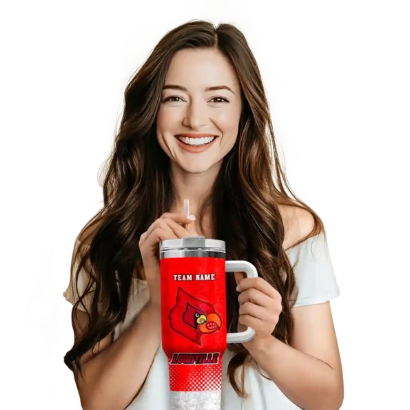 personalized louisville cardinals geometric prism red curved tumbler premium grade.webp