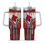 personalized louisville cardinals leopard zipper red curved tumbler best selling.webp