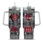 personalized louisville cardinals superman shield red gray curved tumbler best selling.webp