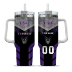 personalized lsu tigers arrow armor purple black curved tumbler best selling.webp