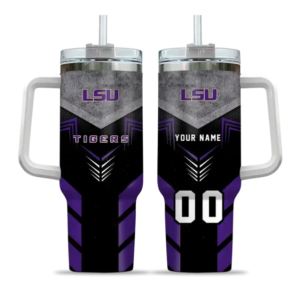 personalized lsu tigers arrow armor purple black curved tumbler best selling.webp