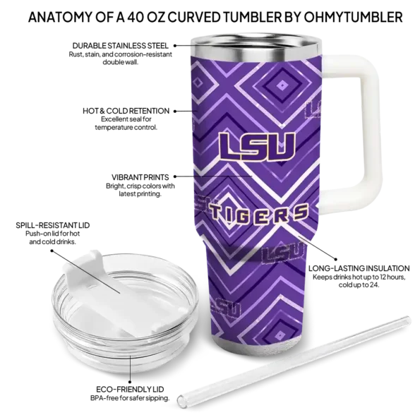 personalized lsu tigers bold diamonds purple curved tumbler new arrival.webp