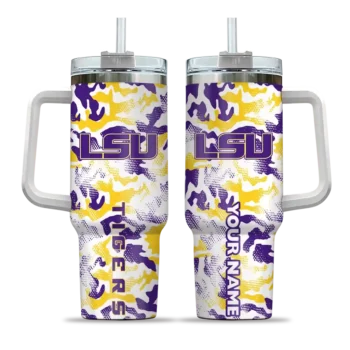 personalized lsu tigers camo mashup purple white curved tumbler best selling.webp