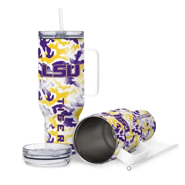 personalized lsu tigers camo mashup purple white curved tumbler high quality.webp