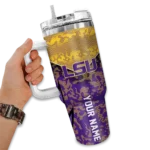 personalized lsu tigers chevron stripe purple curved tumbler best selling.webp