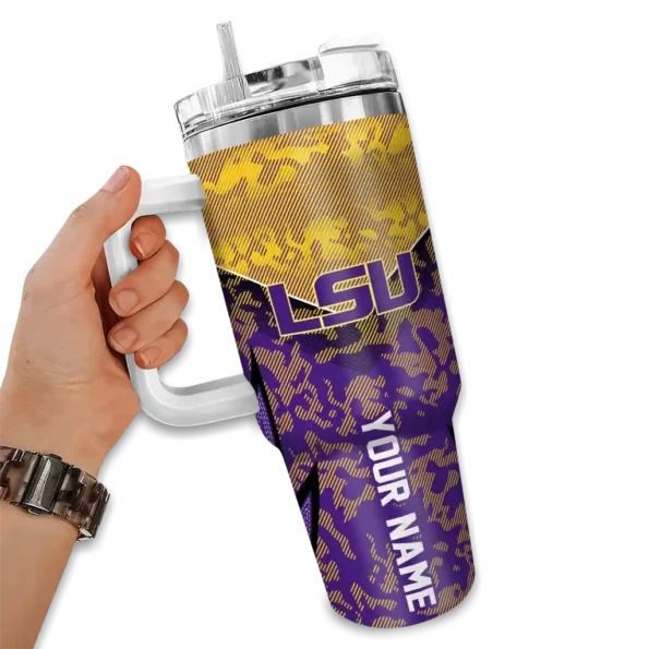 personalized lsu tigers chevron stripe purple curved tumbler fashion forward.webp