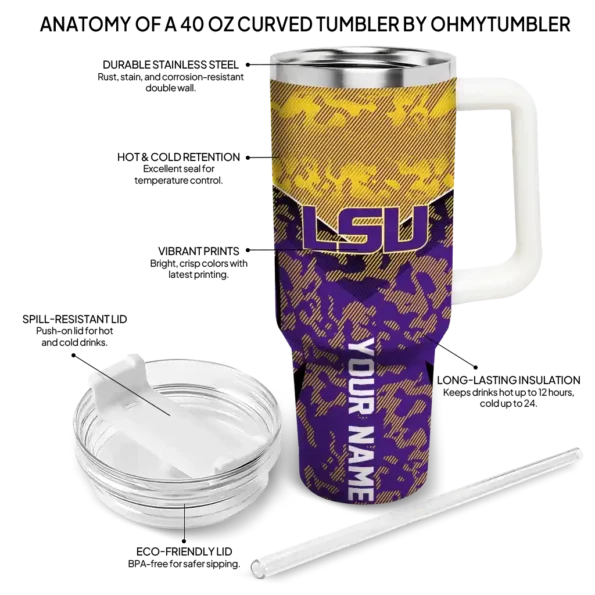 personalized lsu tigers chevron stripe purple curved tumbler new arrival.webp