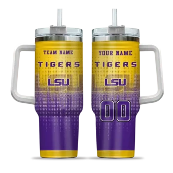 personalized lsu tigers gradient dots purple curved tumbler best selling.webp