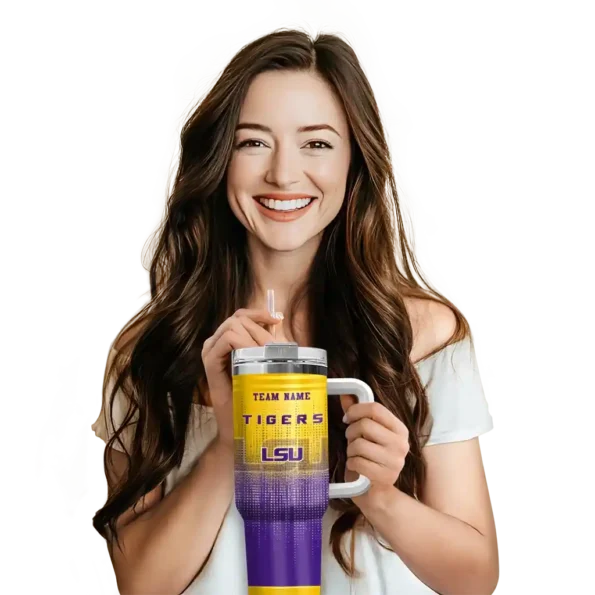 personalized lsu tigers gradient dots purple curved tumbler premium grade.webp