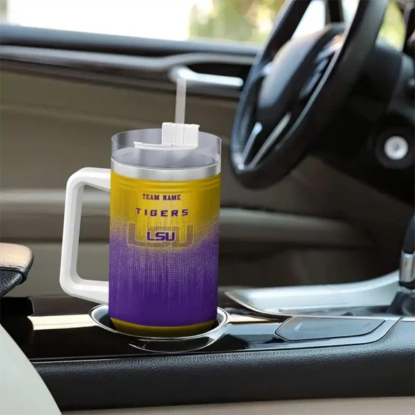 personalized lsu tigers gradient dots purple curved tumbler trendy.webp