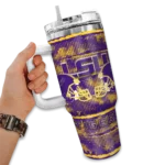 personalized lsu tigers honey streaks purple curved tumbler best selling.webp