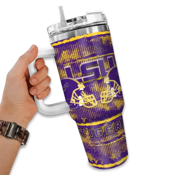 personalized lsu tigers honey streaks purple curved tumbler fashion forward.webp