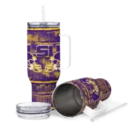 personalized lsu tigers honey streaks purple curved tumbler best selling.webp