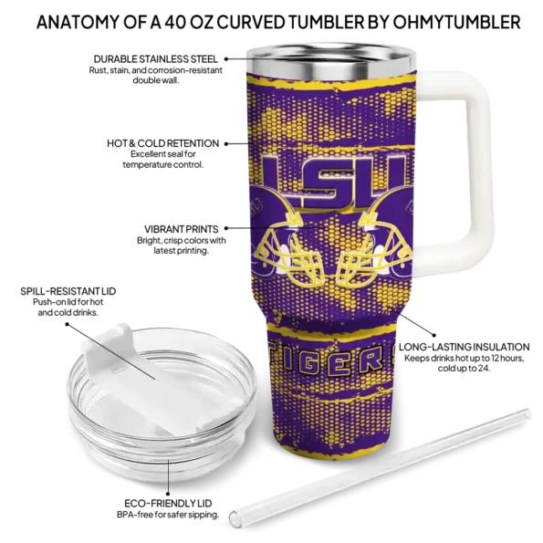 personalized lsu tigers honey streaks purple curved tumbler new arrival.webp