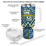personalized marquette golden eagles chevron angle blue curved tumbler best selling.webp