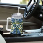 personalized marquette golden eagles chevron angle blue curved tumbler best selling.webp
