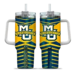 personalized marquette golden eagles chevron layers blue curved tumbler best selling.webp