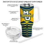personalized marquette golden eagles chevron layers blue curved tumbler best selling.webp