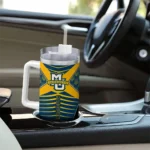 personalized marquette golden eagles chevron layers blue curved tumbler best selling.webp
