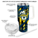 personalized marquette golden eagles claw cut blue black curved tumbler best selling.webp