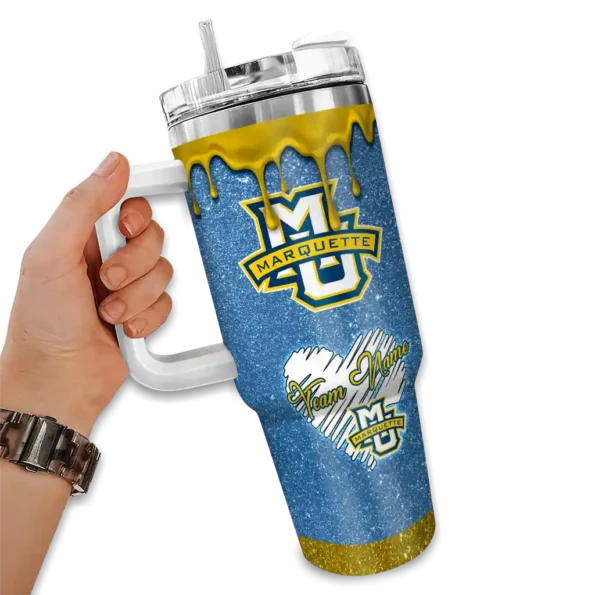 personalized marquette golden eagles heart helmet motif blue curved tumbler fashion forward.webp