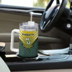 personalized marquette golden eagles hex texture blue curved tumbler best selling.webp