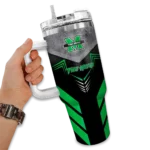 personalized marshall thundering herd arrow armor green black curved tumbler best selling.webp