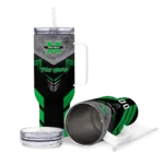 personalized marshall thundering herd arrow armor green black curved tumbler best selling.webp