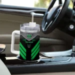 personalized marshall thundering herd arrow armor green black curved tumbler best selling.webp