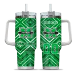 personalized marshall thundering herd bold diamonds green curved tumbler best selling.webp