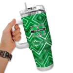 personalized marshall thundering herd bold diamonds green curved tumbler best selling.webp