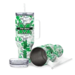 personalized marshall thundering herd camo mashup green white curved tumbler best selling.webp