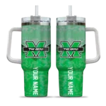 personalized marshall thundering herd chevron stripe green curved tumbler best selling.webp