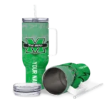 personalized marshall thundering herd chevron stripe green curved tumbler best selling.webp