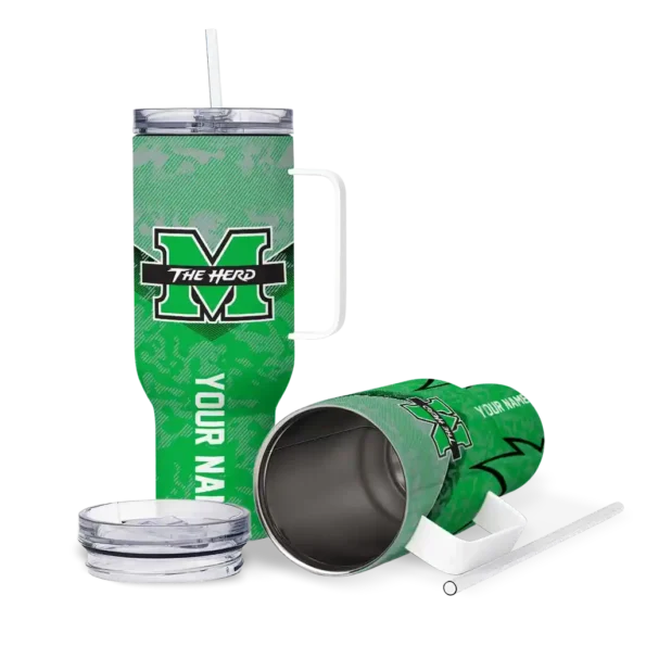 personalized marshall thundering herd chevron stripe green curved tumbler high quality.webp