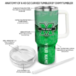 personalized marshall thundering herd chevron stripe green curved tumbler best selling.webp