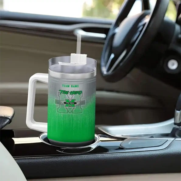 personalized marshall thundering herd gradient dots green curved tumbler trendy.webp