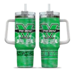 personalized marshall thundering herd honey streaks green curved tumbler best selling.webp