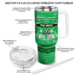personalized marshall thundering herd honey streaks green curved tumbler best selling.webp