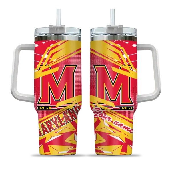 personalized maryland terrapins abstract paths red curved tumbler best selling.webp