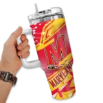 personalized maryland terrapins abstract paths red curved tumbler best selling.webp