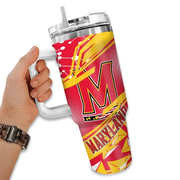 personalized maryland terrapins abstract paths red curved tumbler fashion forward.webp