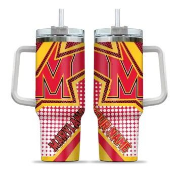 personalized maryland terrapins arrow burst red curved tumbler best selling.webp