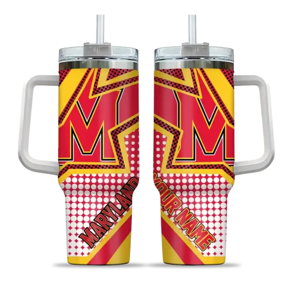 personalized maryland terrapins arrow burst red curved tumbler best selling.webp